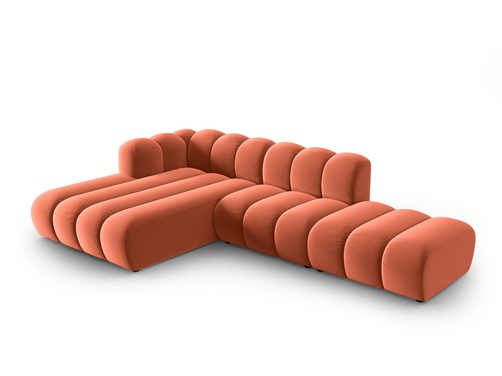 Elegantes, modulares Ecksofa in Coral-Salvador, 5-Sitzer, offen links, von Micadoni. Ideal für stilvolle Wohnräume.