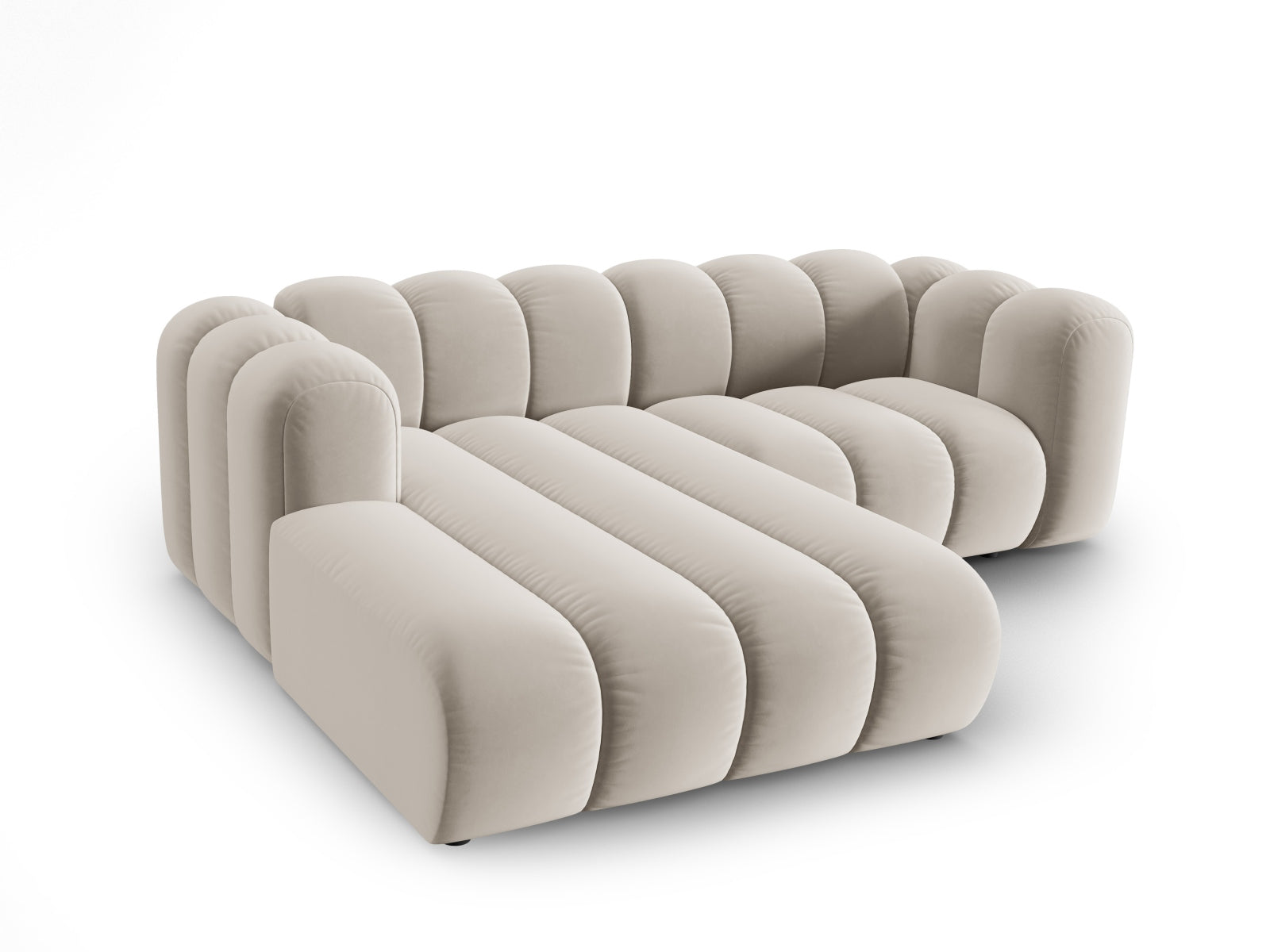 Erleben Sie das Lupine Velour Ecksofa links von Micadoni – ein modulares 3-Sitzer Sofa, das Komfort und modernes Design vereint.