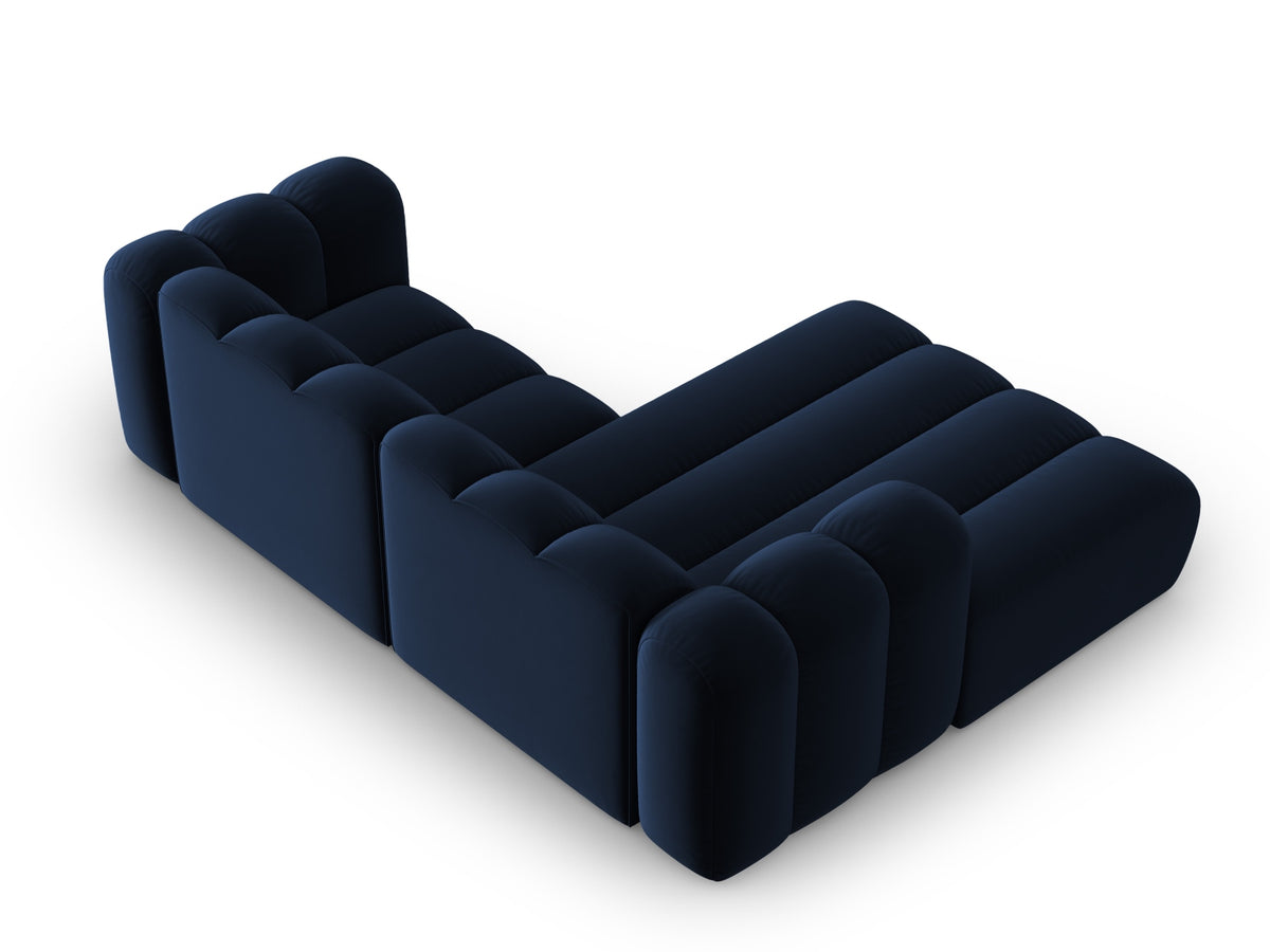 Lupine Velour modulares Ecksofa links 3 Sitzer in Royal Blue-Salvador präsentiert im Onlineshop von KAQTU Design AG. L-Sofa links ist von Micadoni