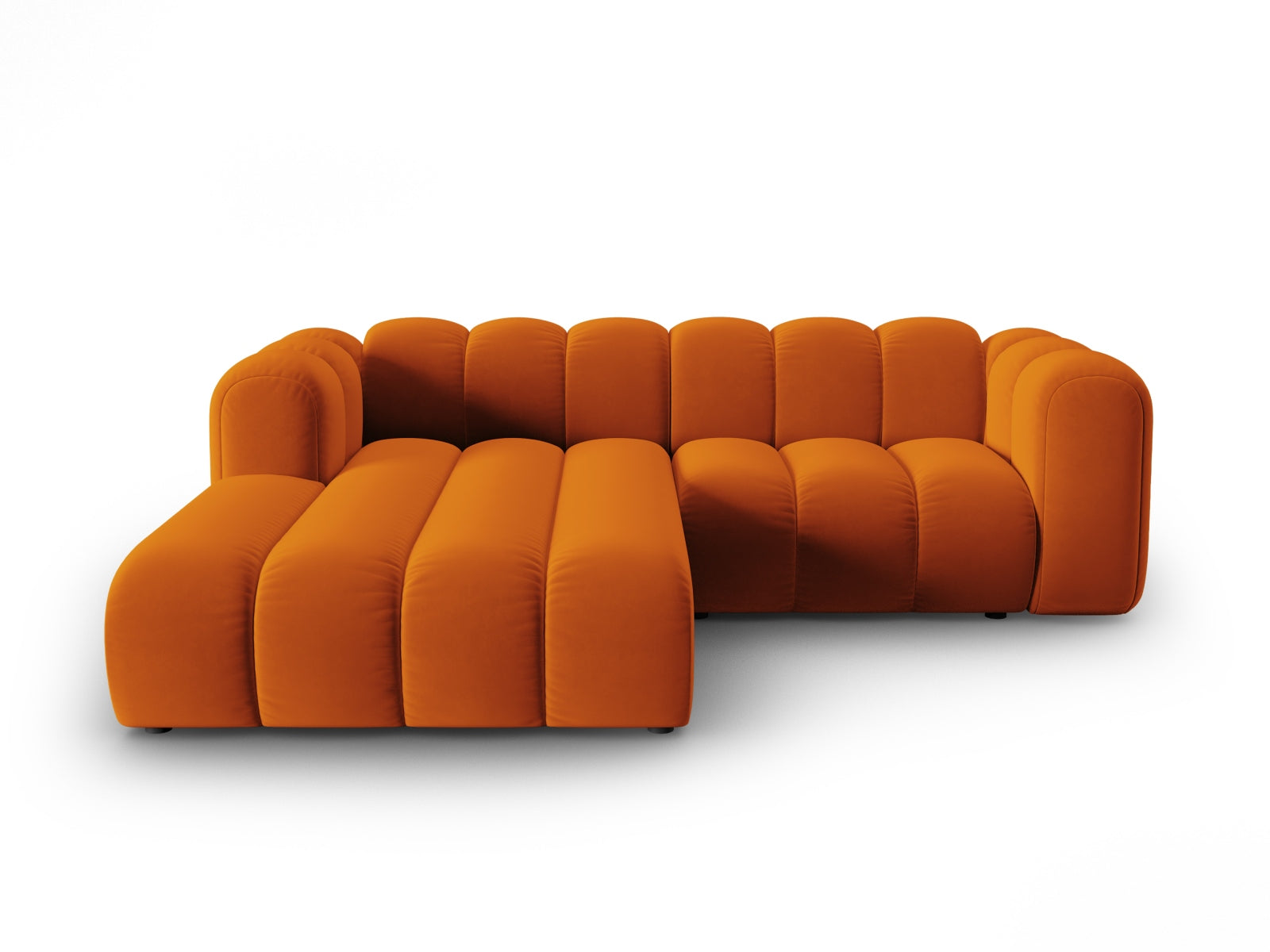 Lupine Velour modulares Ecksofa links 3 Sitzer in Terracotta präsentiert im Onlineshop von KAQTU Design AG. Ecksofa links ist von Micadoni