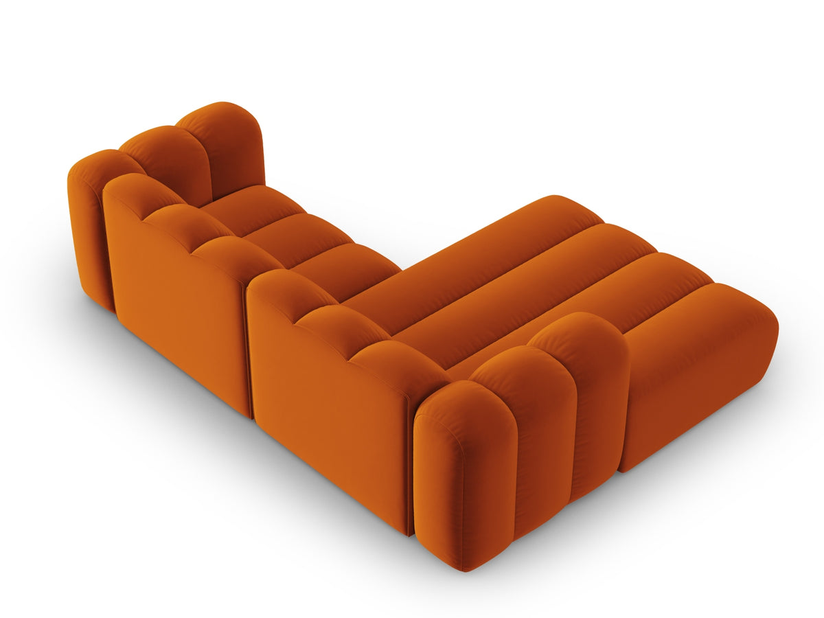 Lupine Velour modulares Ecksofa links 3 Sitzer in Terracotta-Salvador präsentiert im Onlineshop von KAQTU Design AG. L-Sofa links ist von Micadoni