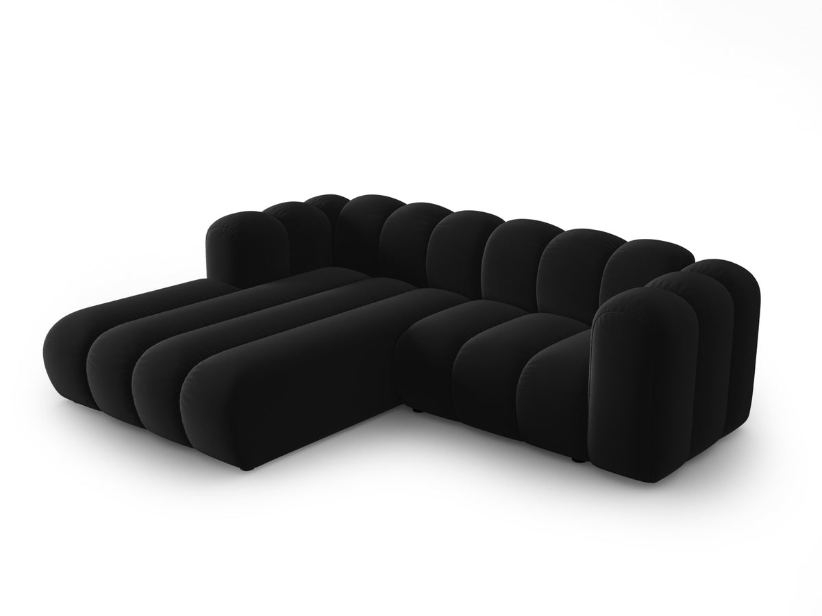 Lupine Velour modulares Ecksofa links 3 Sitzer in Black-Salvador präsentiert im Onlineshop von KAQTU Design AG. L-Sofa links ist von Micadoni