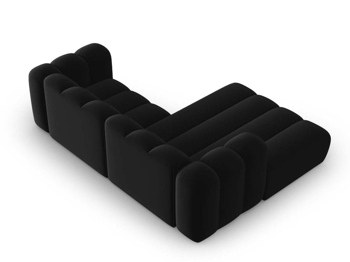 Lupine Velour modulares Ecksofa links 3 Sitzer in Black-Salvador präsentiert im Onlineshop von KAQTU Design AG. L-Sofa links ist von Micadoni
