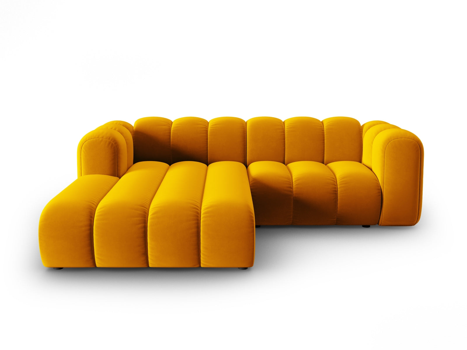 Lupine Velour modulares Ecksofa links 3 Sitzer in Yellow präsentiert im Onlineshop von KAQTU Design AG. Ecksofa links ist von Micadoni