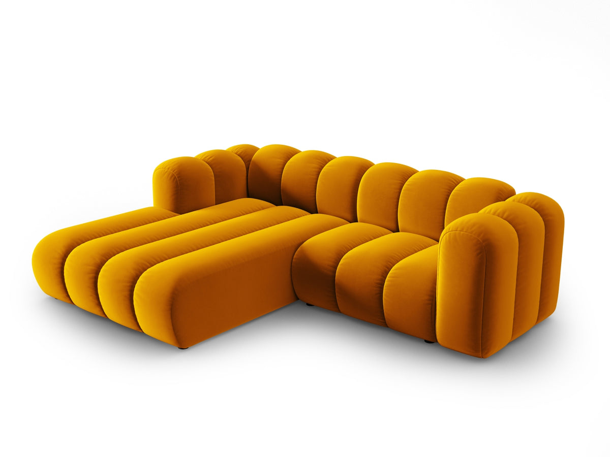 Lupine Velour modulares Ecksofa links 3 Sitzer in Yellow-Salvador präsentiert im Onlineshop von KAQTU Design AG. L-Sofa links ist von Micadoni