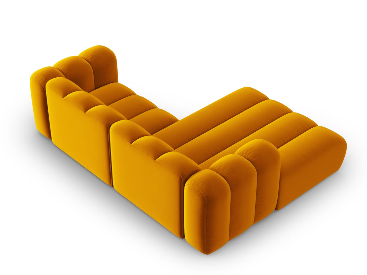 Lupine Velour modulares Ecksofa links 3 Sitzer in Yellow-Salvador präsentiert im Onlineshop von KAQTU Design AG. L-Sofa links ist von Micadoni