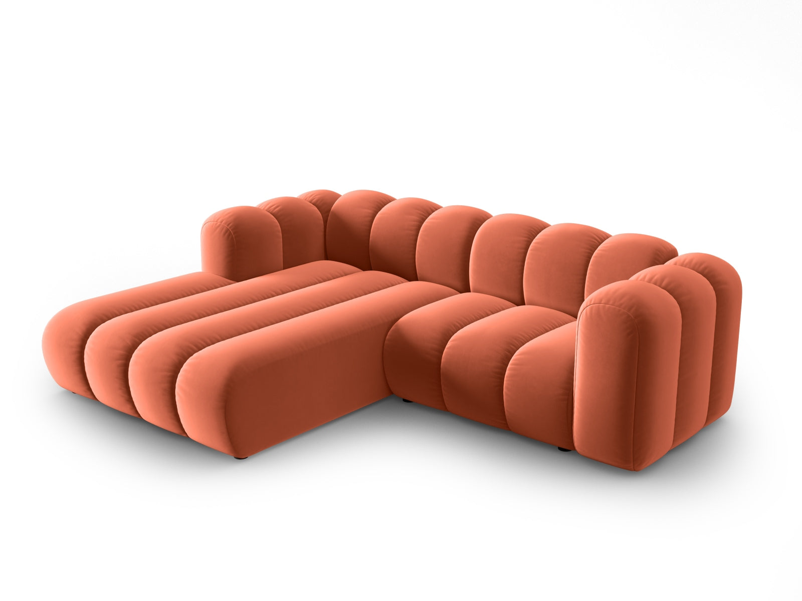 Elegantes, modulares Ecksofa in Coral-Salvador, linksseitig, 3-Sitzer von Micadoni, ideal für stilvolle Wohnräume.