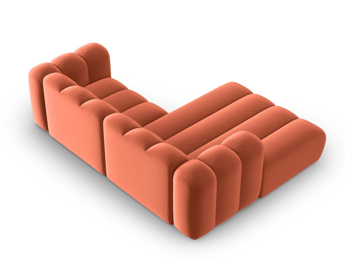 Lupine Velour modulares Ecksofa links 3 Sitzer in Coral-Salvador präsentiert im Onlineshop von KAQTU Design AG. L-Sofa links ist von Micadoni
