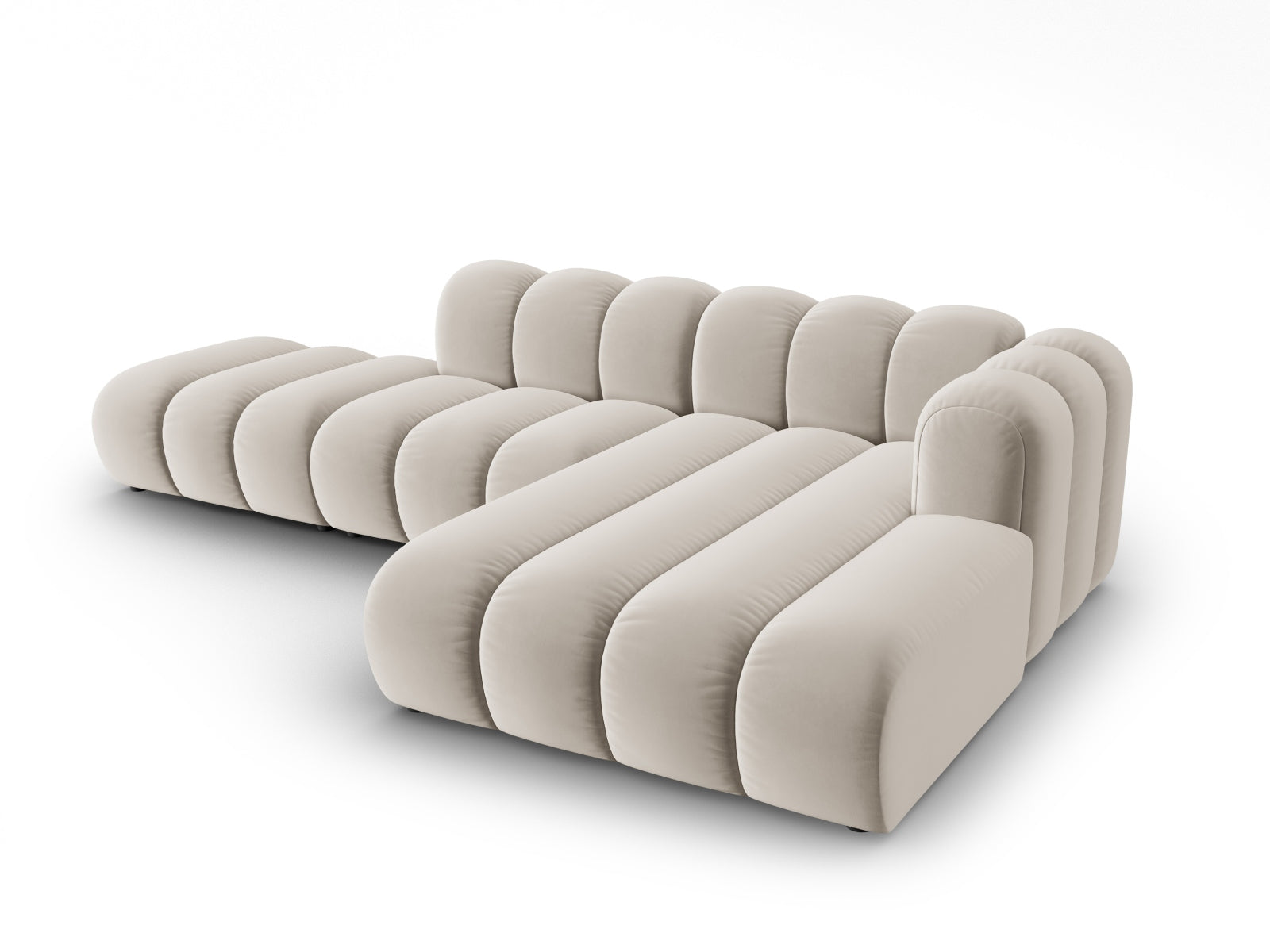 Lupine Velour modulares Ecksofa open rechts 5 Sitzer in Beige-Salvador präsentiert im Onlineshop von KAQTU Design AG. L-Sofa rechts ist von Micadoni