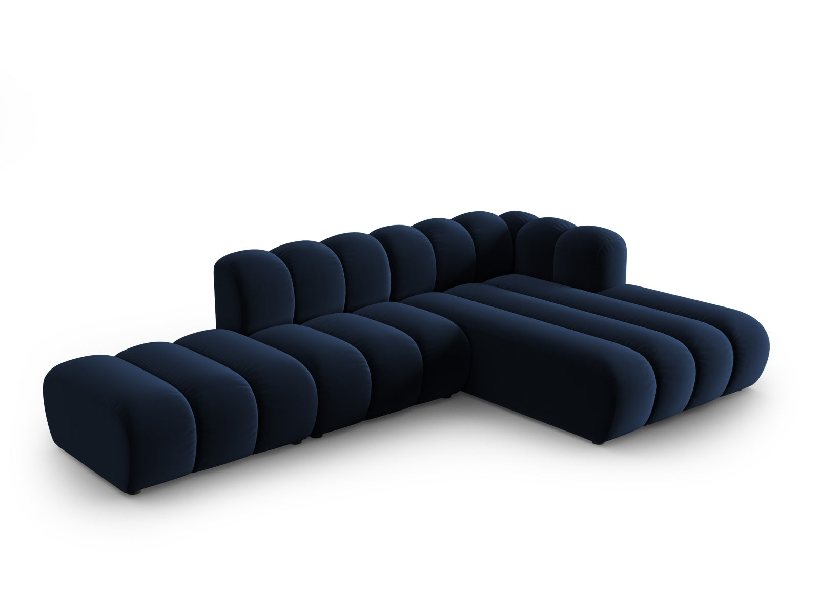 Lupine Velour modulares Ecksofa open rechts 5 Sitzer in Royal Blue-Salvador präsentiert im Onlineshop von KAQTU Design AG. L-Sofa rechts ist von Micadoni