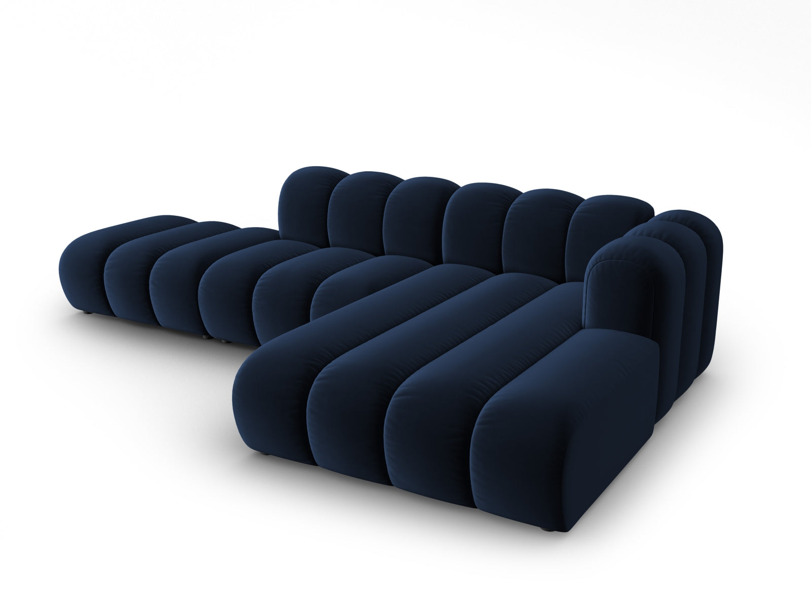Lupine Velour modulares Ecksofa open rechts 5 Sitzer in Royal Blue-Salvador präsentiert im Onlineshop von KAQTU Design AG. L-Sofa rechts ist von Micadoni