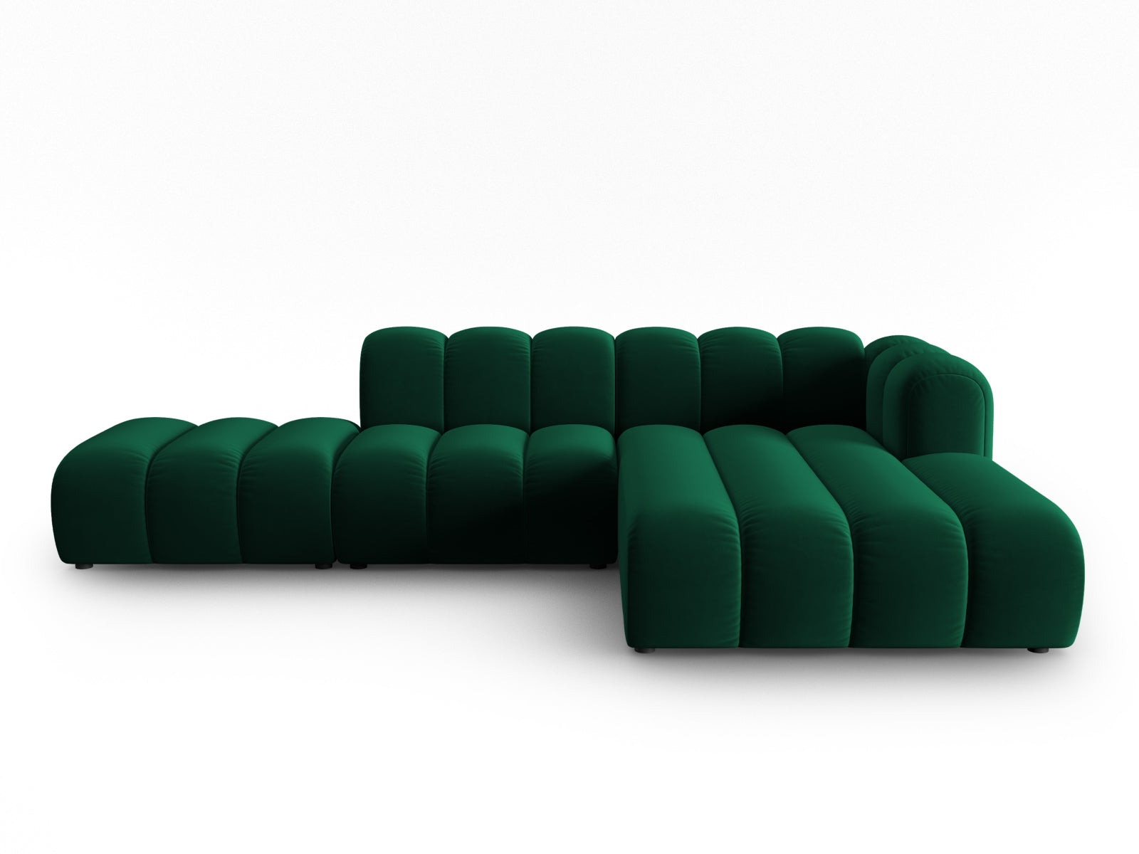 Lupine Velour modulares Ecksofa open rechts 5 Sitzer in Bottle Green präsentiert im Onlineshop von KAQTU Design AG. L-Sofa rechts ist von Micadoni