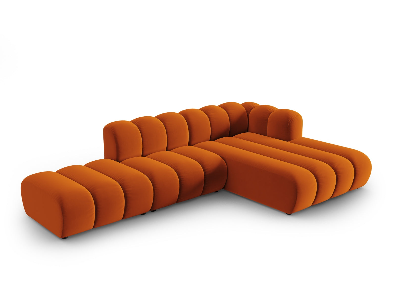 Lupine Velour modulares Ecksofa open rechts 5 Sitzer in Terracotta-Salvador präsentiert im Onlineshop von KAQTU Design AG. L-Sofa rechts ist von Micadoni