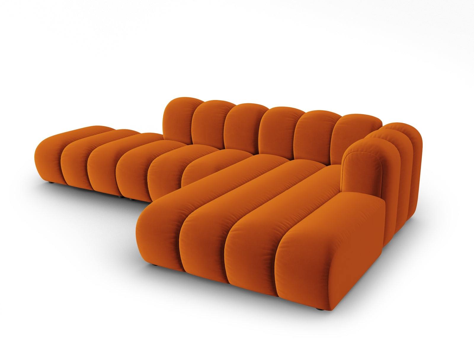 Lupine Velour modulares Ecksofa open rechts 5 Sitzer in Terracotta-Salvador präsentiert im Onlineshop von KAQTU Design AG. L-Sofa rechts ist von Micadoni