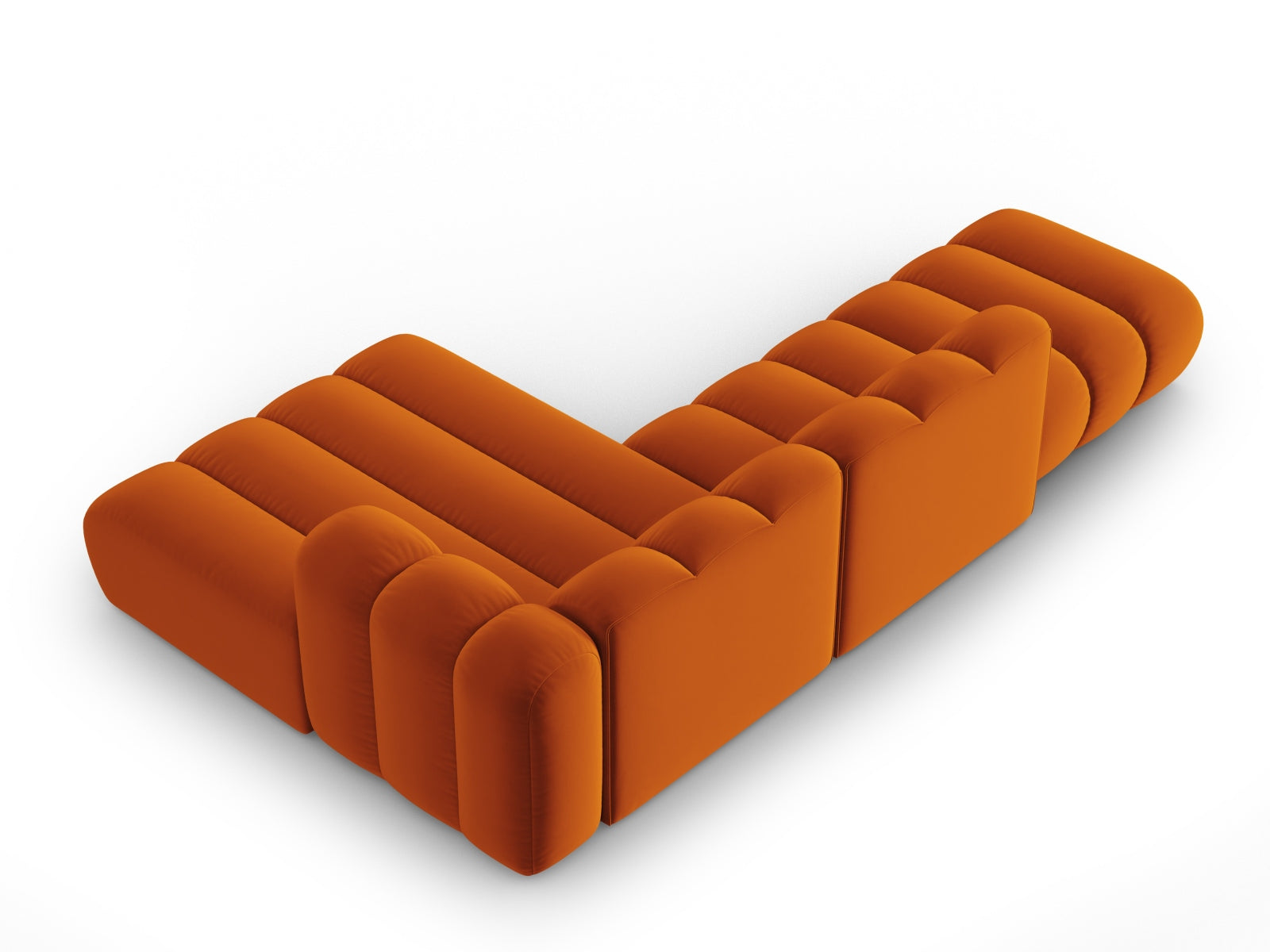 Lupine Velour modulares Ecksofa open rechts 5 Sitzer in Terracotta-Salvador präsentiert im Onlineshop von KAQTU Design AG. L-Sofa rechts ist von Micadoni