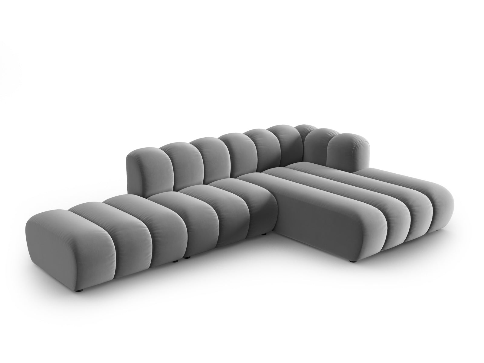 Lupine Velour modulares Ecksofa open rechts 5 Sitzer in Grey-Salvador präsentiert im Onlineshop von KAQTU Design AG. L-Sofa rechts ist von Micadoni