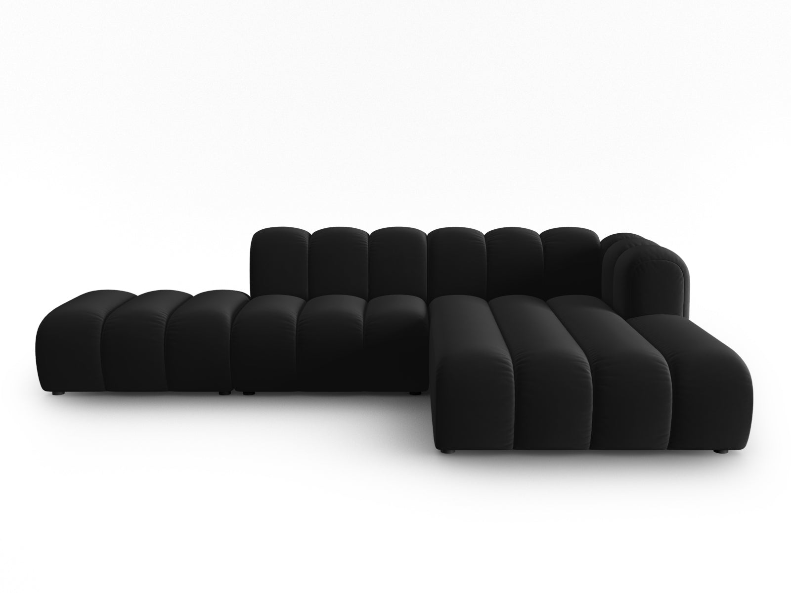 Lupine Velour modulares Ecksofa open rechts 5 Sitzer in Black präsentiert im Onlineshop von KAQTU Design AG. L-Sofa rechts ist von Micadoni