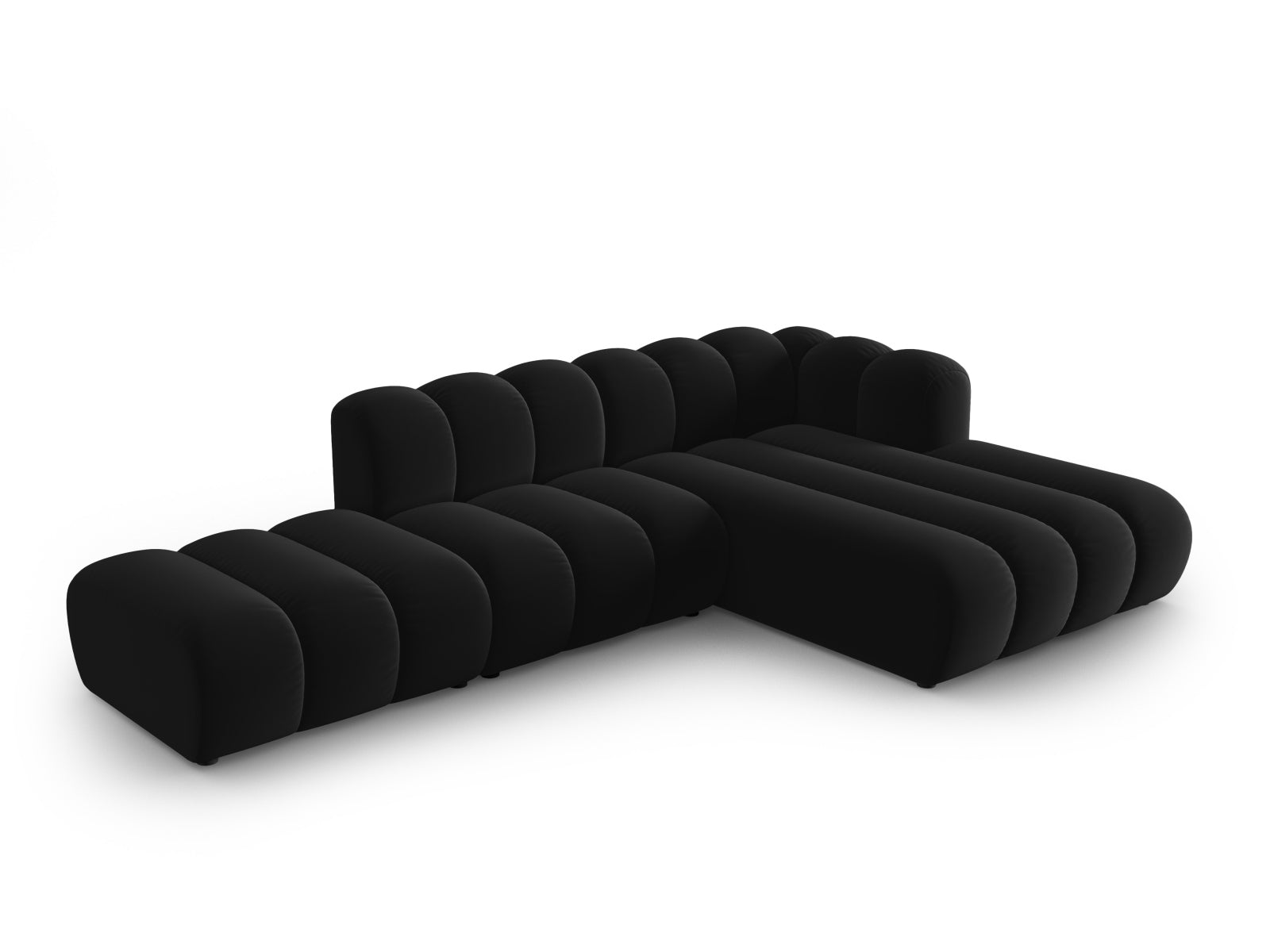Lupine Velour modulares Ecksofa open rechts 5 Sitzer in Black-Salvador präsentiert im Onlineshop von KAQTU Design AG. L-Sofa rechts ist von Micadoni