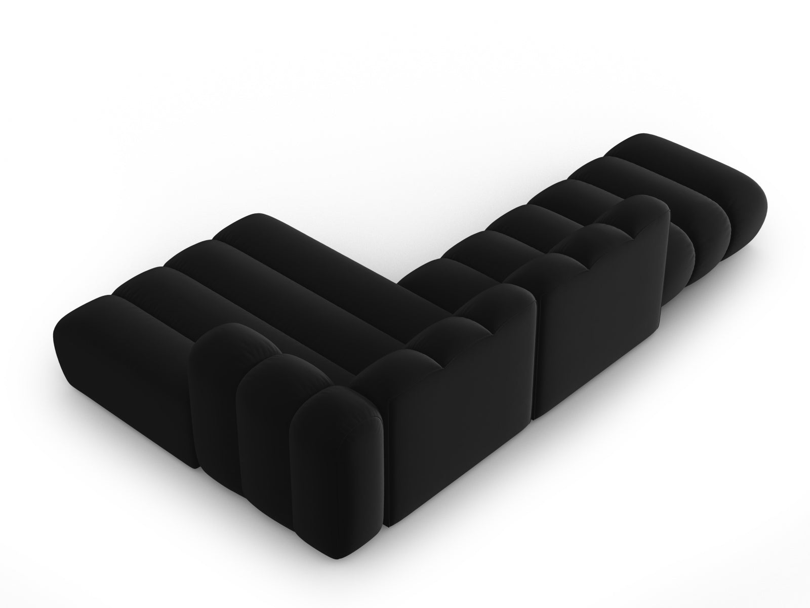 Lupine Velour modulares Ecksofa open rechts 5 Sitzer in Black-Salvador präsentiert im Onlineshop von KAQTU Design AG. L-Sofa rechts ist von Micadoni
