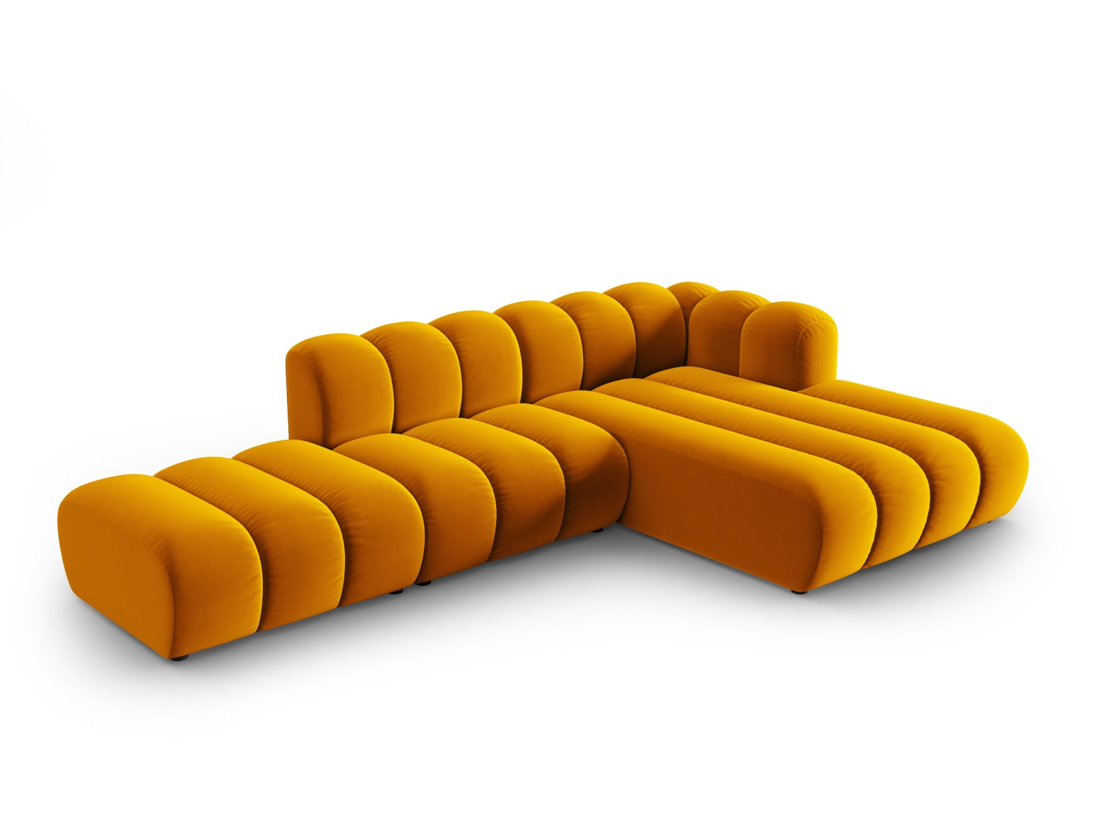 Lupine Velour modulares Ecksofa open rechts 5 Sitzer in Yellow-Salvador präsentiert im Onlineshop von KAQTU Design AG. L-Sofa rechts ist von Micadoni