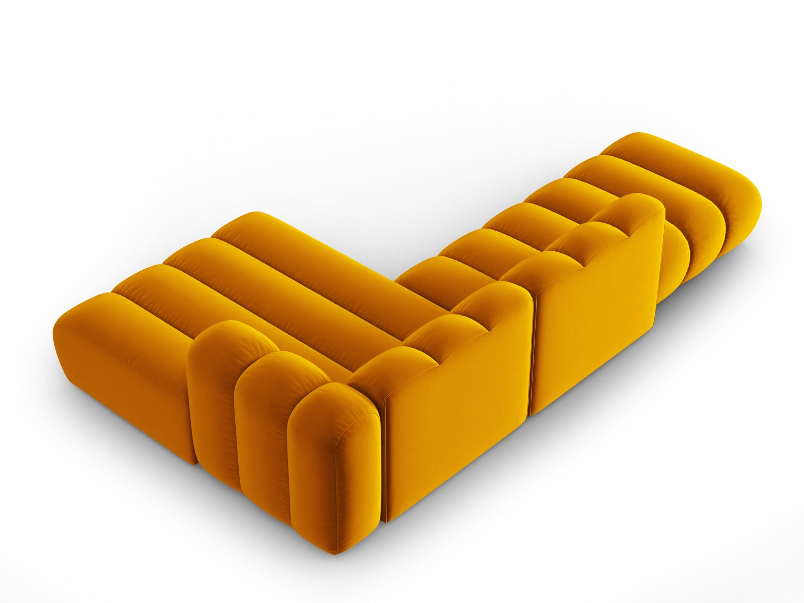 Lupine Velour modulares Ecksofa open rechts 5 Sitzer in Yellow-Salvador präsentiert im Onlineshop von KAQTU Design AG. L-Sofa rechts ist von Micadoni