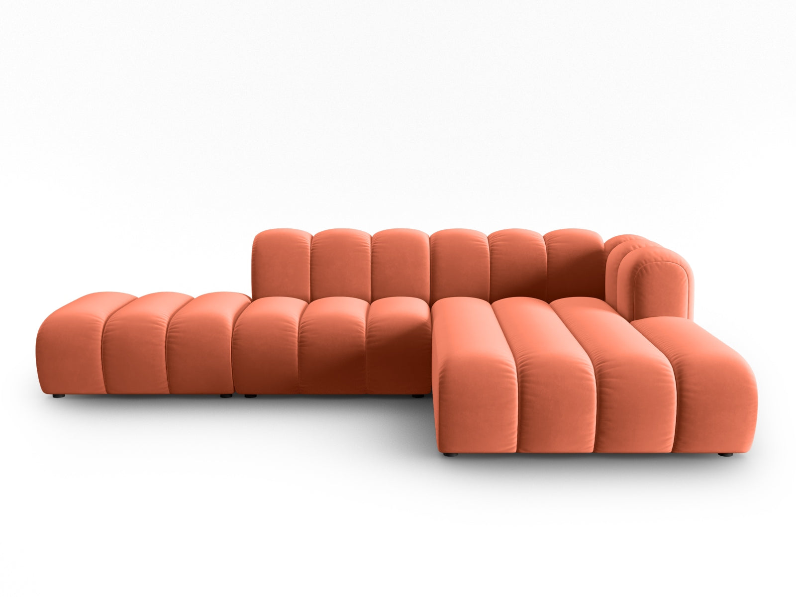 Lupine Velour modulares Ecksofa open rechts 5 Sitzer in Coral-Salvador präsentiert im Onlineshop von KAQTU Design AG. L-Sofa rechts ist von Micadoni