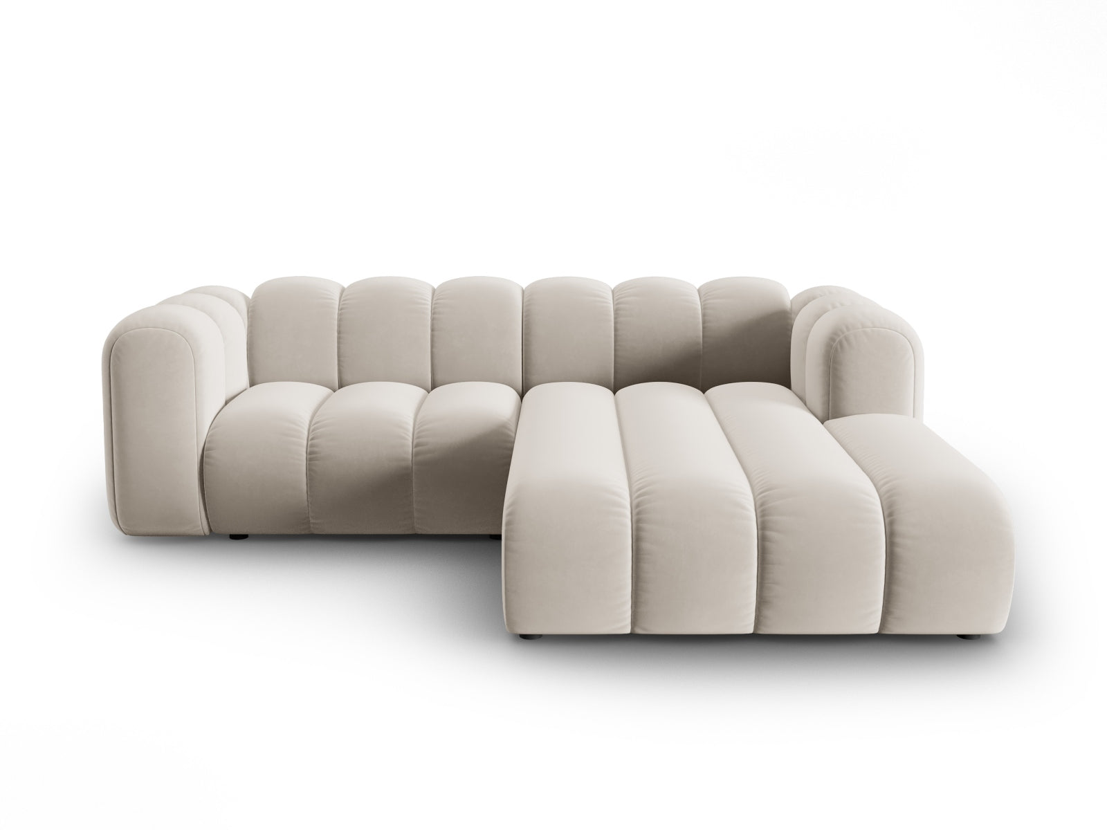 Lupine Velour modulares Ecksofa rechts 3 Sitzer in Beige-Salvador präsentiert im Onlineshop von KAQTU Design AG. L-Sofa rechts ist von Micadoni