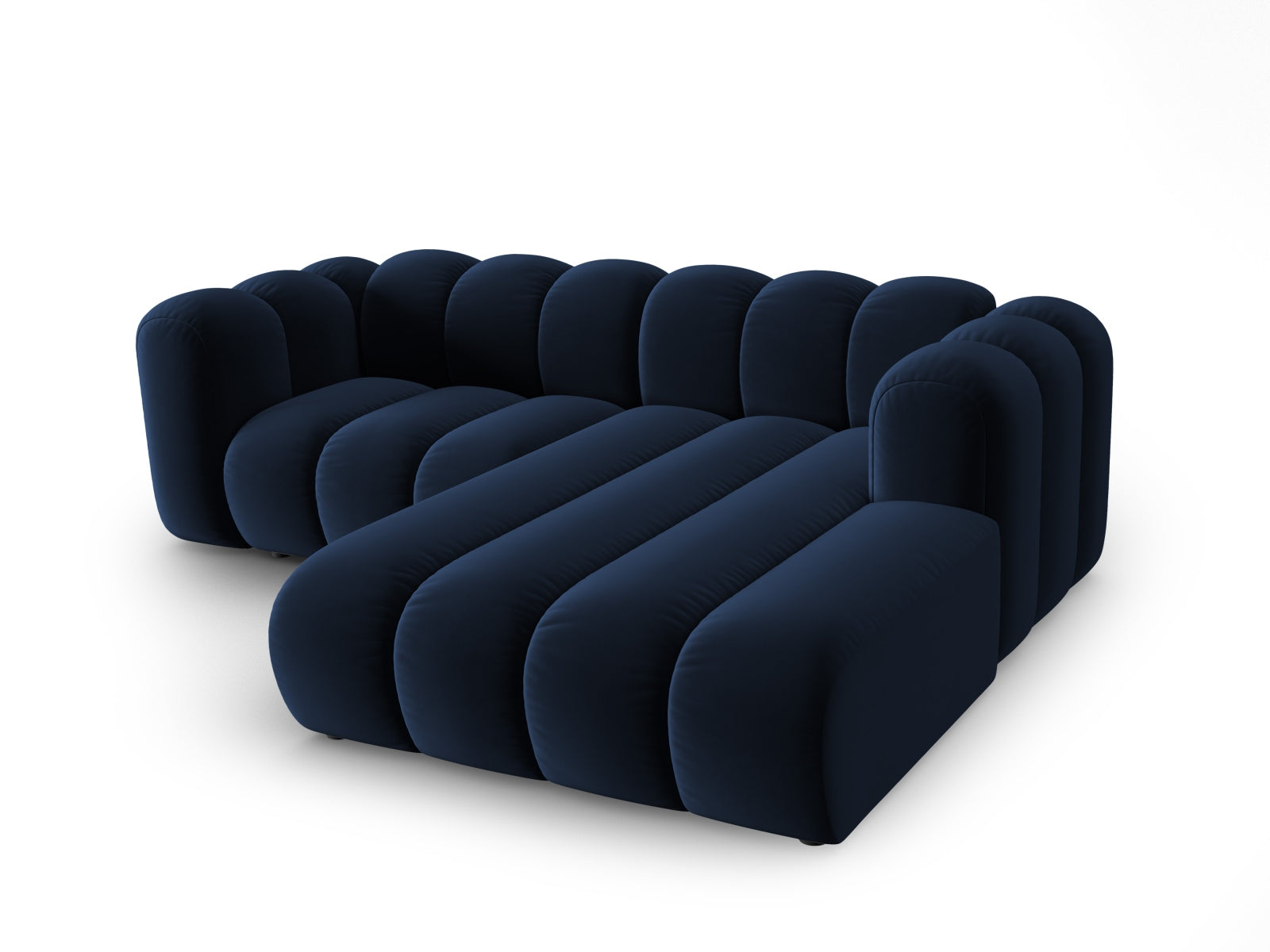 Erleben Sie das Lupine Velour Ecksofa rechts 3 Sitzer von Micadoni – ein elegantes, modulares Sofa, das Stil und Komfort in Ihr Zuhause bringt.