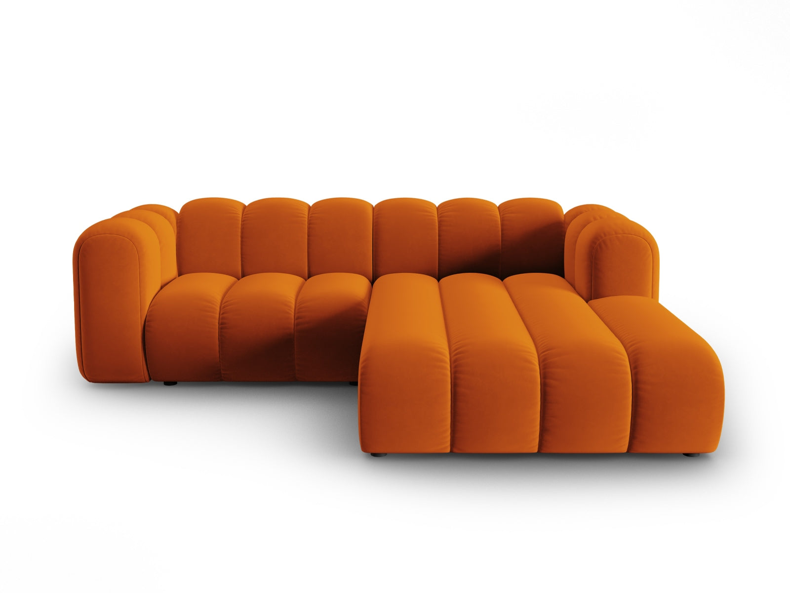 Lupine Velour modulares Ecksofa rechts 3 Sitzer in Terracotta präsentiert im Onlineshop von KAQTU Design AG. Ecksofa rechts ist von Micadoni