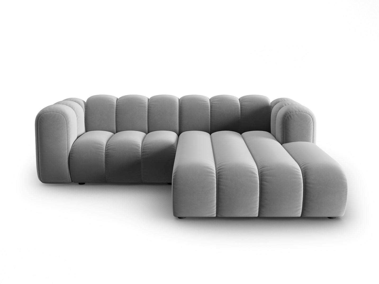 Lupine Velour modulares Ecksofa rechts 3 Sitzer in Grey-Salvador präsentiert im Onlineshop von KAQTU Design AG. L-Sofa rechts ist von Micadoni
