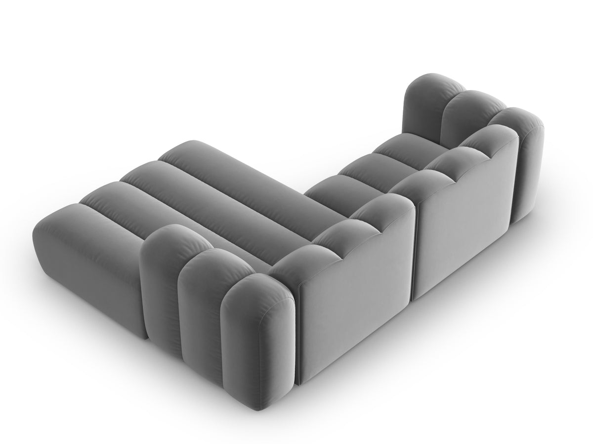 Lupine Velour modulares Ecksofa rechts 3 Sitzer in Grey-Salvador präsentiert im Onlineshop von KAQTU Design AG. L-Sofa rechts ist von Micadoni