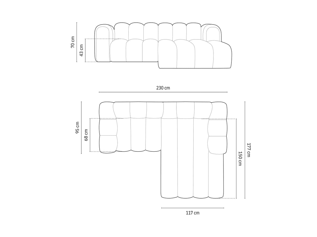 Lupine Velour modulares Ecksofa rechts 3 Sitzer in Black-Salvador präsentiert im Onlineshop von KAQTU Design AG. L-Sofa rechts ist von Micadoni