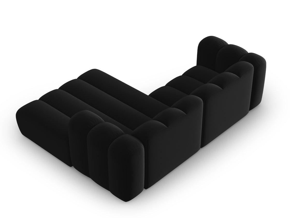 Lupine Velour modulares Ecksofa rechts 3 Sitzer in Black-Salvador präsentiert im Onlineshop von KAQTU Design AG. L-Sofa rechts ist von Micadoni