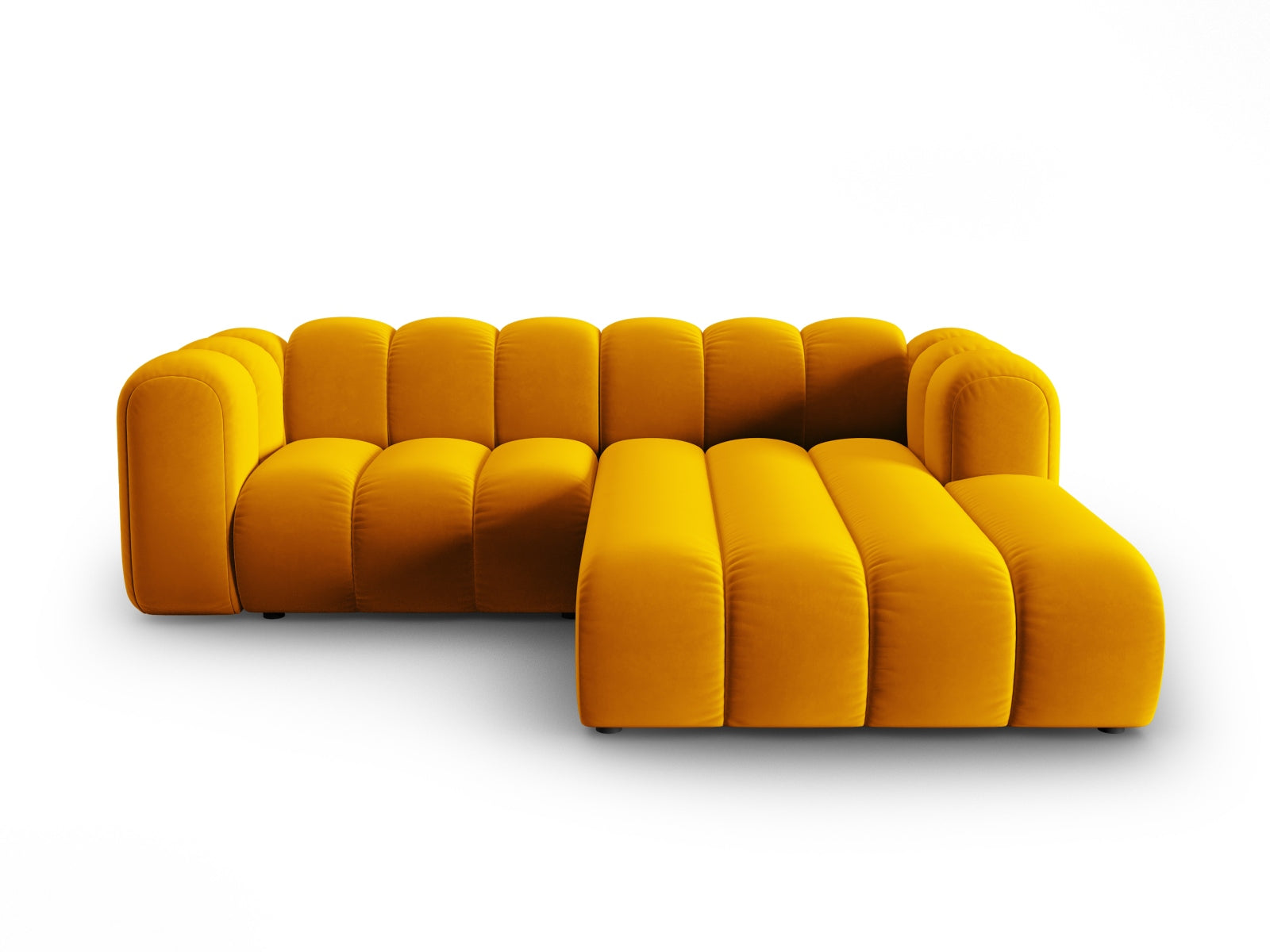 Lupine Velour modulares Ecksofa rechts 3 Sitzer in Yellow präsentiert im Onlineshop von KAQTU Design AG. Ecksofa rechts ist von Micadoni