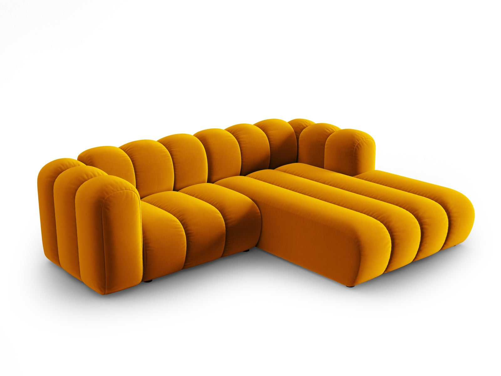 Lupine Velour modulares Ecksofa rechts 3 Sitzer in Yellow-Salvador präsentiert im Onlineshop von KAQTU Design AG. L-Sofa rechts ist von Micadoni