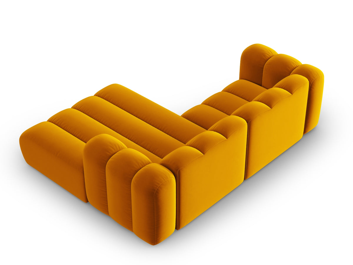 Lupine Velour modulares Ecksofa rechts 3 Sitzer in Yellow-Salvador präsentiert im Onlineshop von KAQTU Design AG. L-Sofa rechts ist von Micadoni