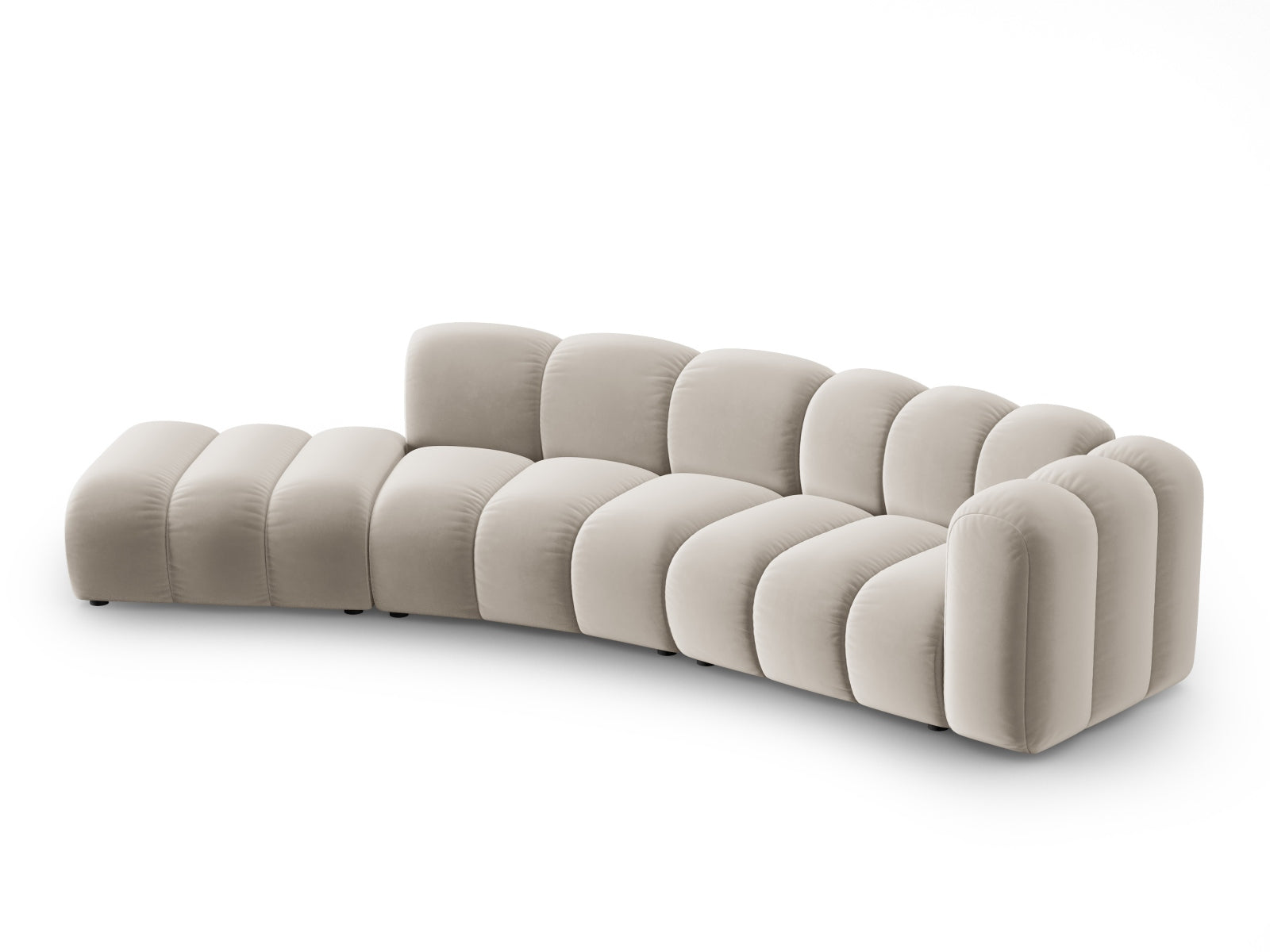 Lupine Velour modulares Sofa links 5 Sitzer in Beige präsentiert im Onlineshop von KAQTU Design AG. L-Sofa links ist von Micadoni