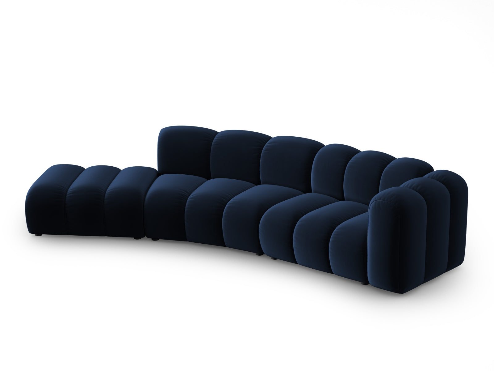 Lupine Velour modulares Sofa links 5 Sitzer in Royal Blue präsentiert im Onlineshop von KAQTU Design AG. L-Sofa links ist von Micadoni