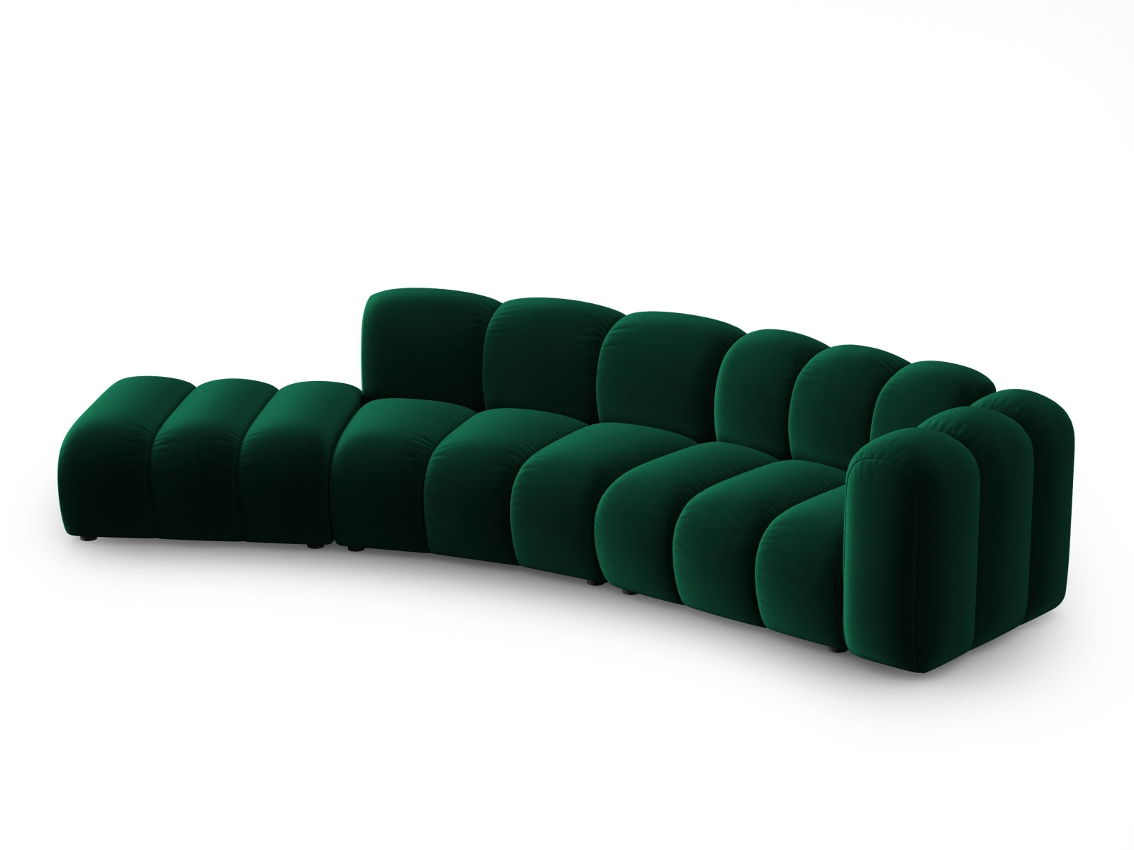 Lupine Velour modulares Sofa links 5 Sitzer in Bottle Green präsentiert im Onlineshop von KAQTU Design AG. L-Sofa links ist von Micadoni