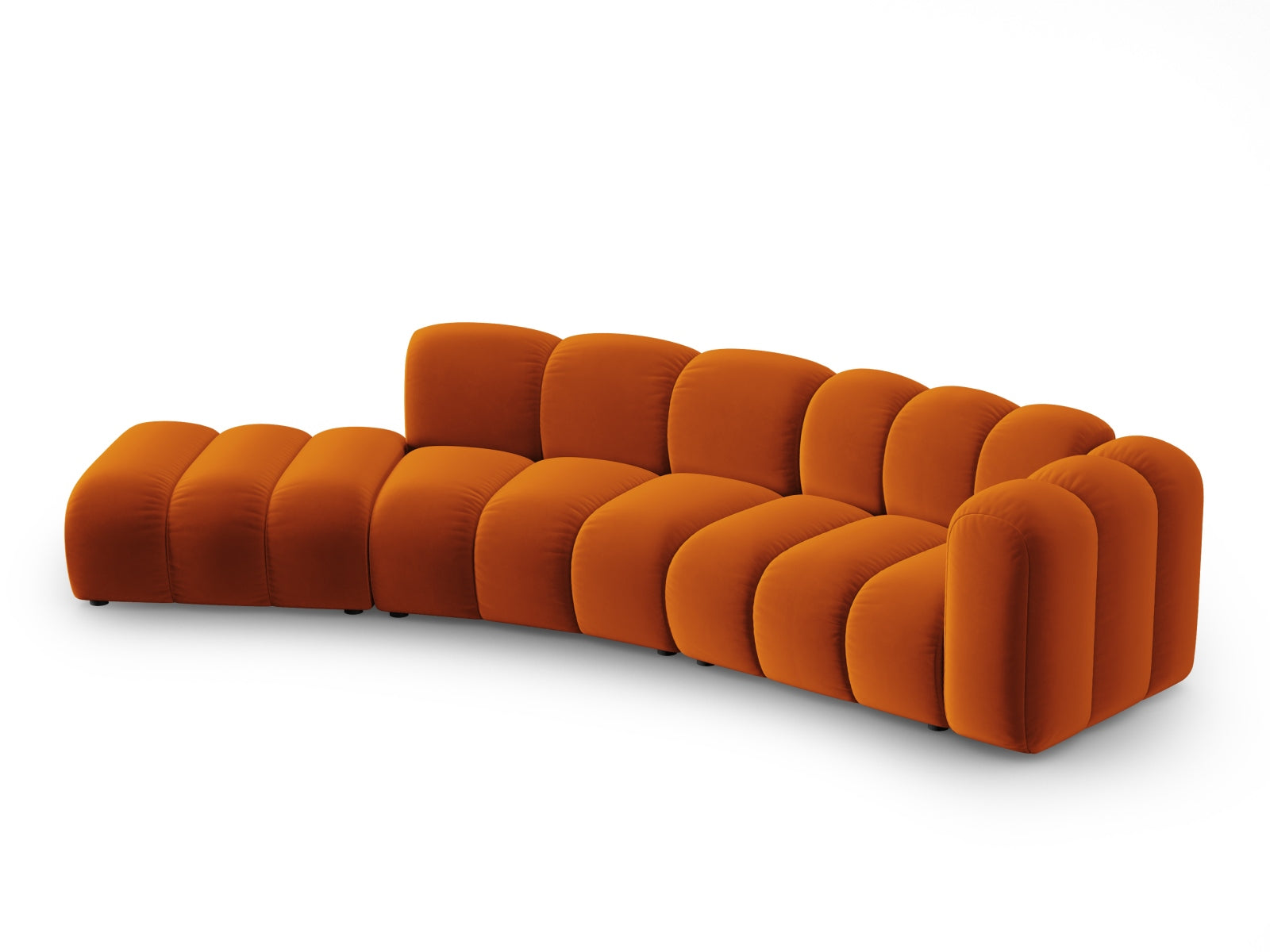 Lupine Velour modulares Sofa links 5 Sitzer in Terracotta-Salvador präsentiert im Onlineshop von KAQTU Design AG. L-Sofa links ist von Micadoni
