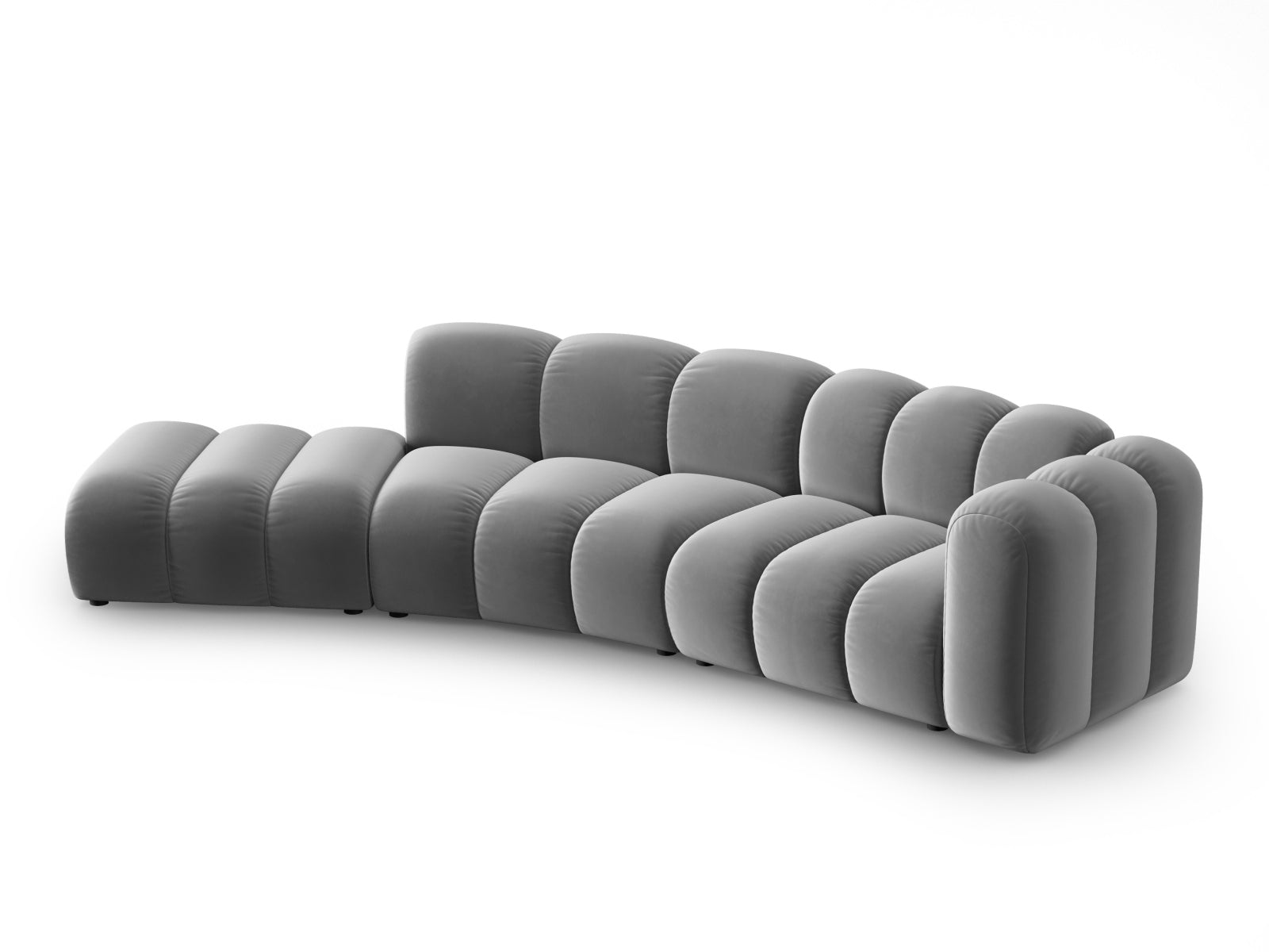 Lupine Velour modulares Sofa links 5 Sitzer in Grey-Salvador präsentiert im Onlineshop von KAQTU Design AG. L-Sofa links ist von Micadoni