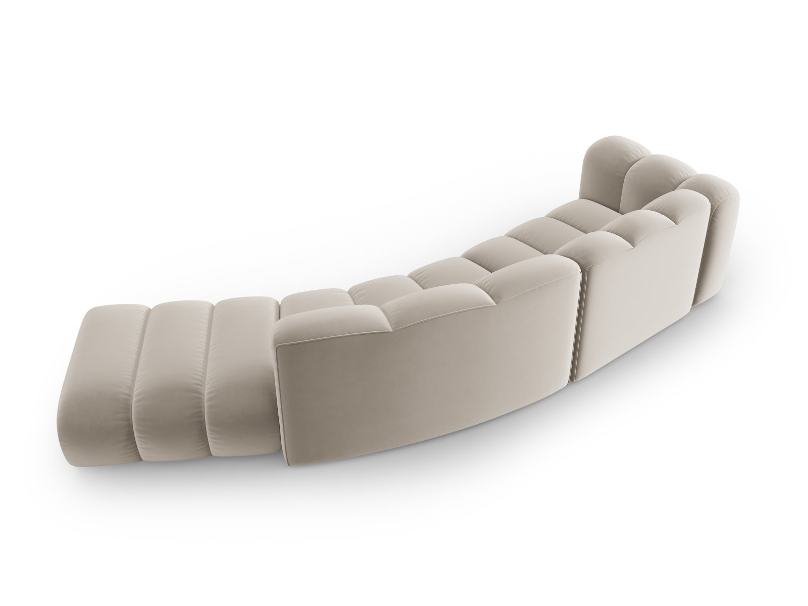 Elegantes, modulares 5-Sitzer Sofa in Beige von Micadoni, L-Form, perfekt für stilvolle Wohnräume und entspannte Abende.