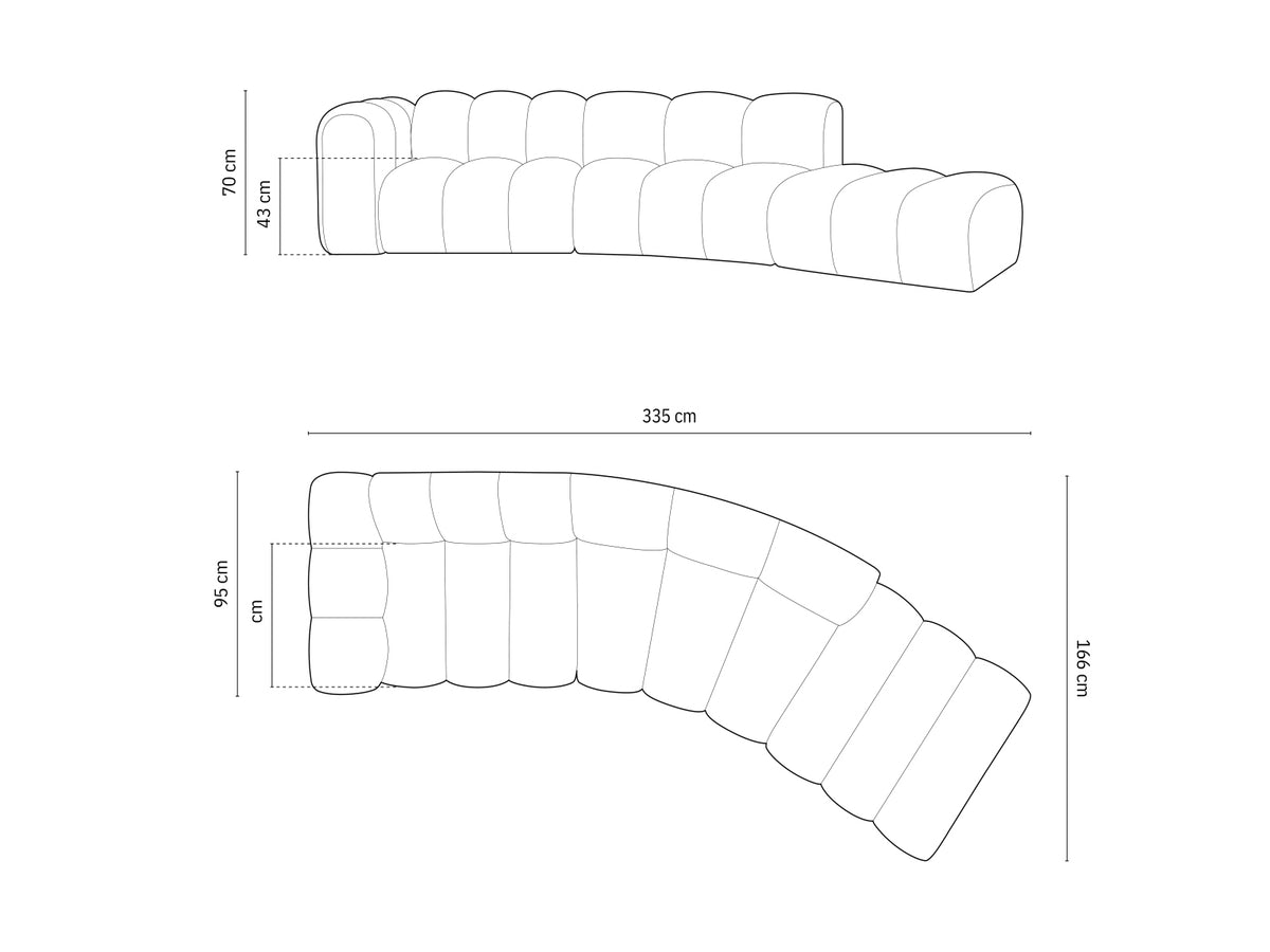 Lupine Velour modulares Sofa rechts 5 Sitzer in Grey-Salvador präsentiert im Onlineshop von KAQTU Design AG. L-Sofa rechts ist von Micadoni