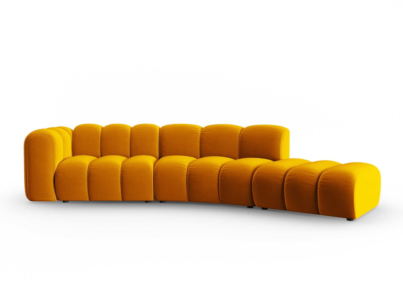 Elegantes, modulares 5-Sitzer Sofa in Velours mit rechter Armlehne, ideal für stilvolle Wohnräume, präsentiert von Micadoni.