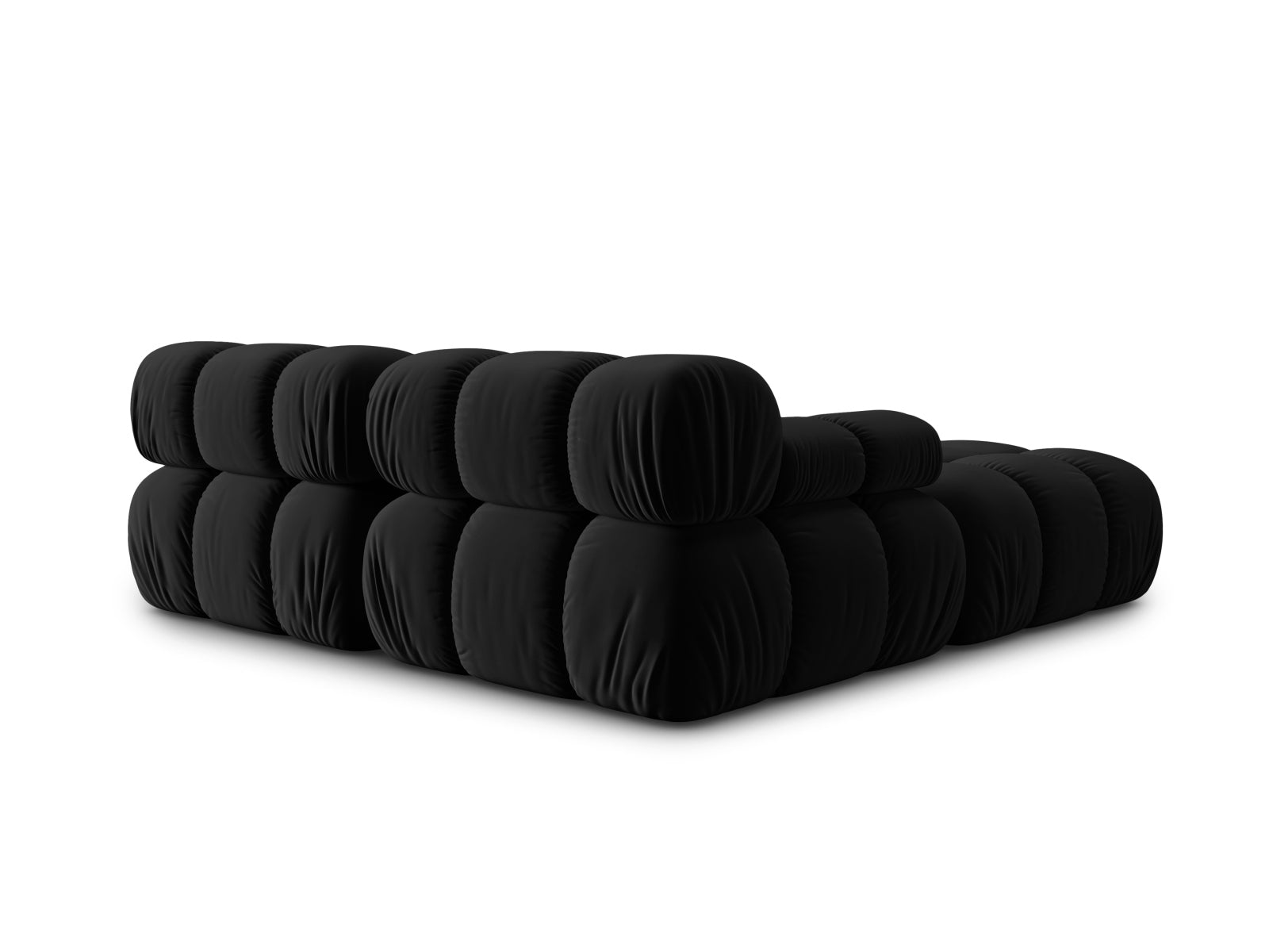 Elegantes Bellis Velour Sofa in Schwarz-Bluvel, 3-Sitzer, 188 cm, linksseitig, ideal für stilvolle und einladende Wohnräume.