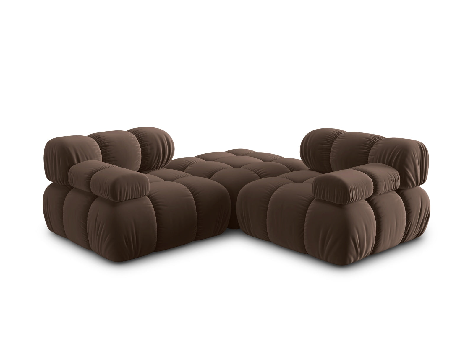 Modulares 3-Sitzer Sofa Bellis in edlem Velours, dunkelbraun, 188 cm, ideal für moderne und anpassbare Wohnkonzepte von Micadoni.