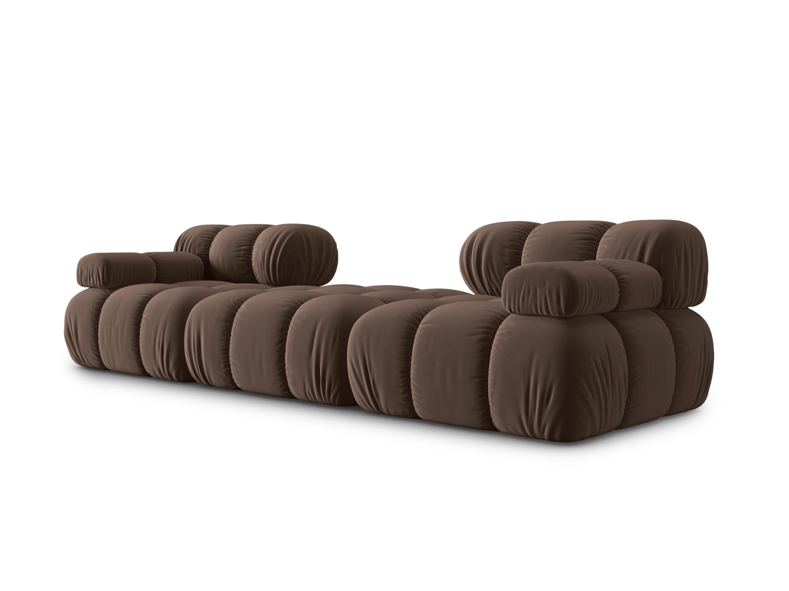Elegantes 3-Sitzer Sofa Bellis aus weichem Velours in Dunkelbraun, 188 cm, perfekt für stilvolle und flexible Wohnräume von Micadoni.