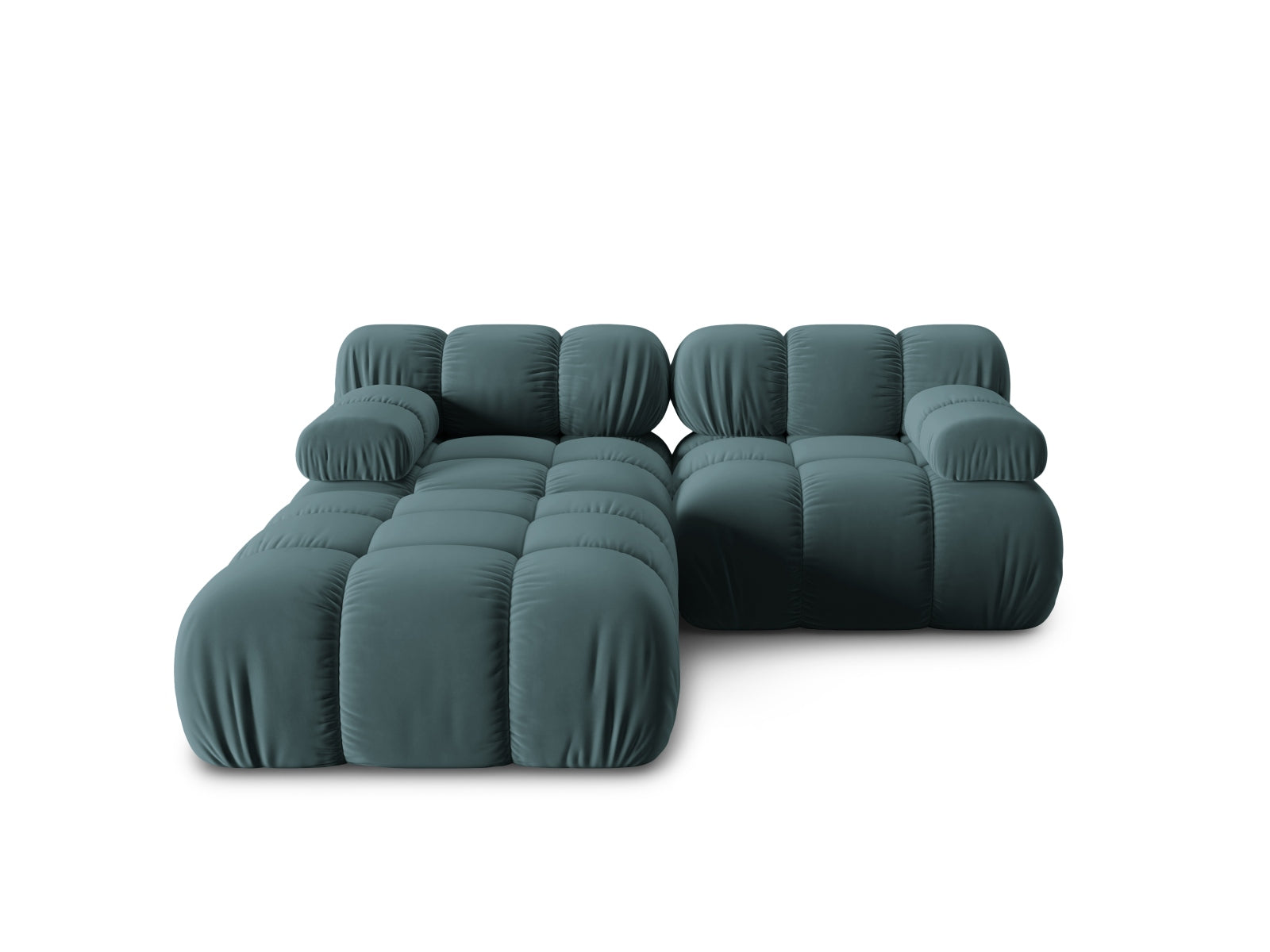 Bellis Velour modulares Sofa 3 Sitzer 188cm in Turquoise-Bluvel präsentiert im Onlineshop von KAQTU Design AG. 3er Sofa ist von Micadoni