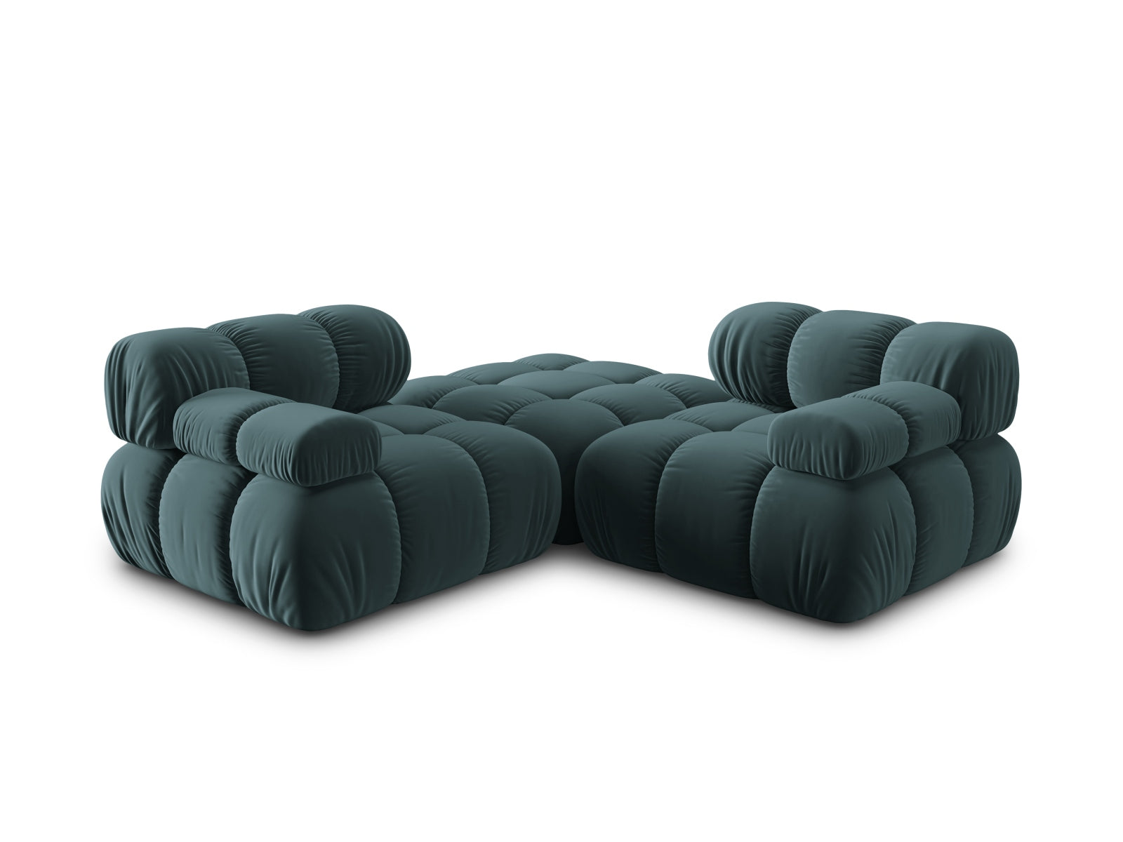 Modulares 3-Sitzer Sofa Bellis in sanftem Türkis, gefertigt aus hochwertigem Velours, perfekt für moderne und anpassbare Wohnräume.