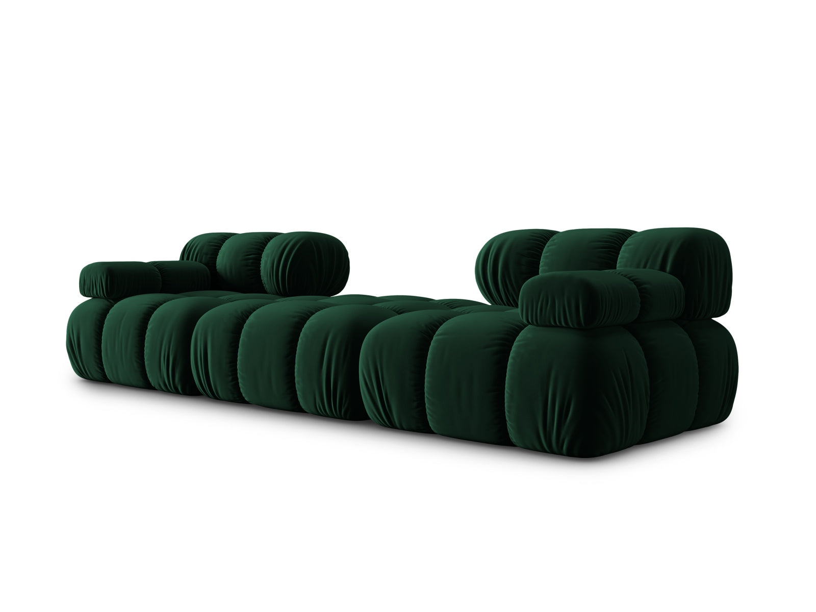 Elegantes Bellis Velour Sofa in sattem Grün, 3-Sitzer, ideal für stilvolle Wohnräume und individuelle Einrichtungsmöglichkeiten.